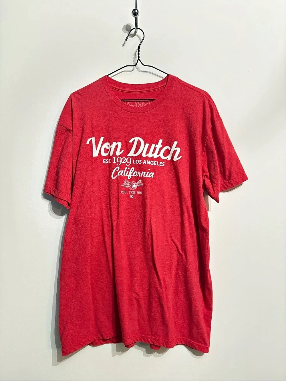 Streetwear Y2K Von Dutch California Eyeball Graphic Heather Red T-shirt